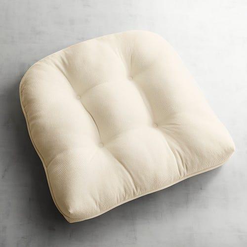 Ivory Tufted Standard Contour Chair Cushion