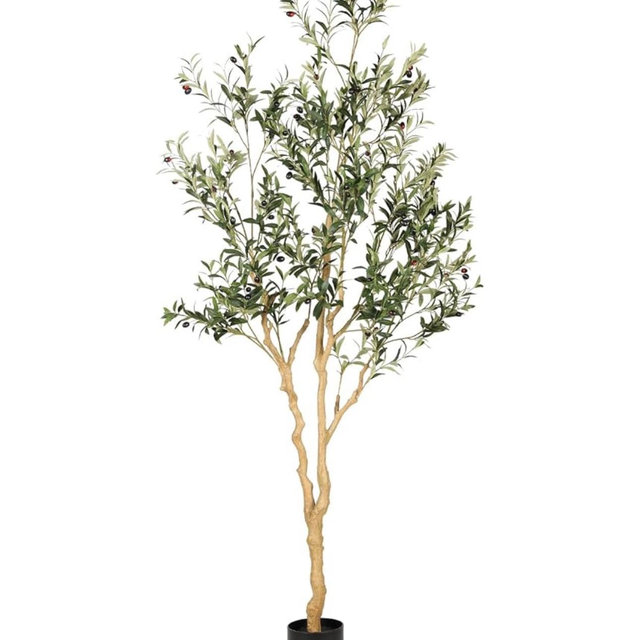 Realead Faux Olive Tree 7ft - Realistic Tall Silk Olive Trees Artificial Indoor Decor - Large Potted Fake Olive Tree with Branches and Fruits - Artificial Olive Trees for Home Office Decor Indoor