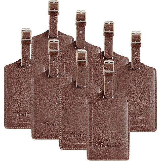 8 Pack Leather Luggage Travel Bag Tags by Travelambo