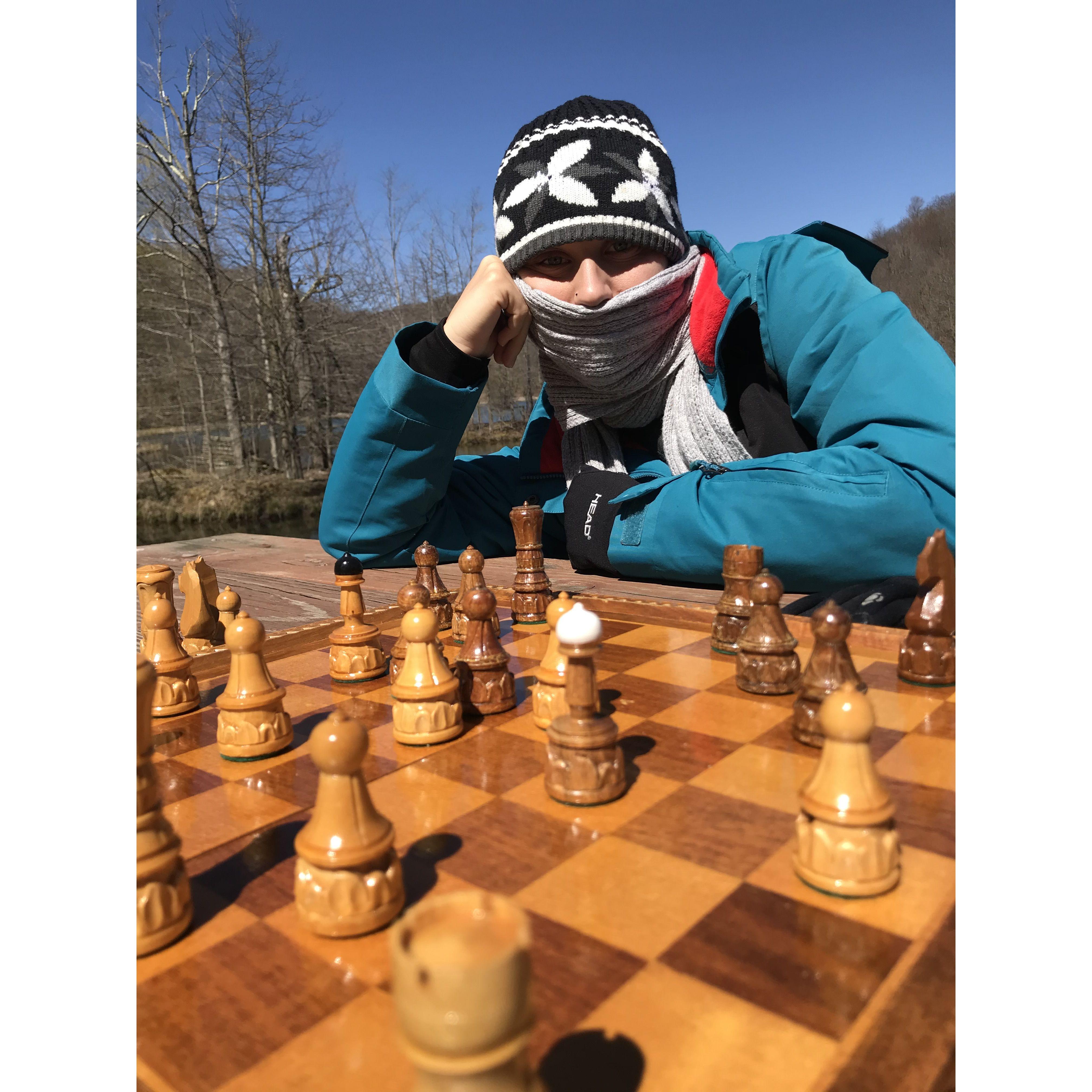 We love chess even though we aren't that good.
