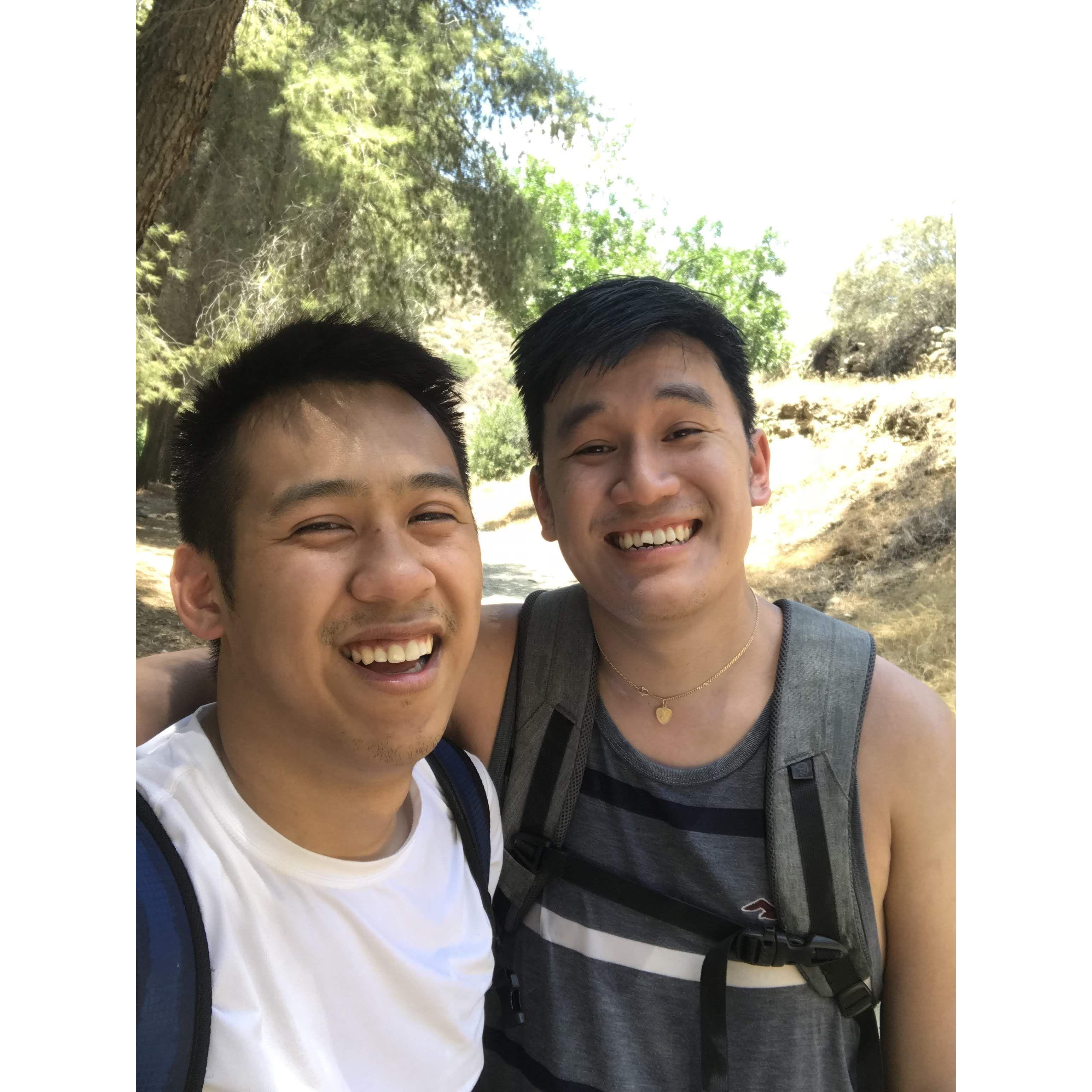 We thought it was a great idea to hike in 104°F weather. This was us after we had hiked 13 miles.

We didn't finish the hike.
