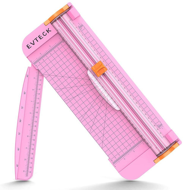 Evteck Paper Cutter 12 Inch Paper Trimmer Slider Crafting Scrapbooking Supplies for A4 Vinyl Photo Cardstock with Security Blade and Foldable Ruler