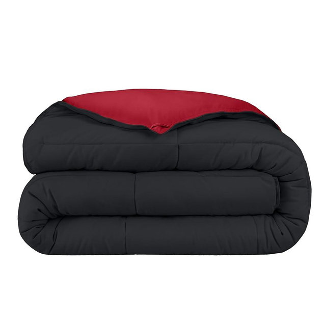 Bare Home Queen Comforter - Reversible Colors - Goose Down Alternative - Ultra-Soft - Premium 1800 Series - All Season Warmth - Bedding Comforter (Queen, Black/Red)