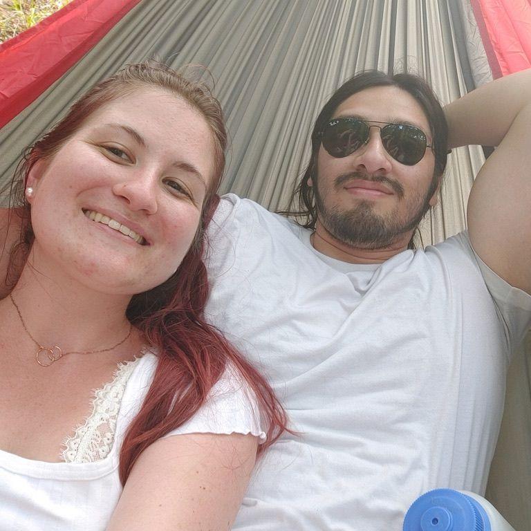 Relaxing in a hammock after a fun nature walk, early on in our relationship!