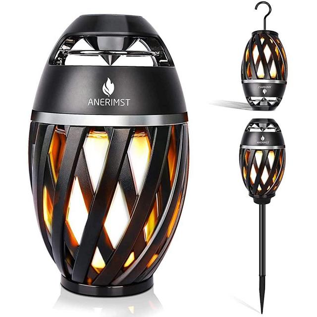 ANERIMST Tiki Torch Waterproof Portable Bluetooth Speaker, Flickering Flame Effect, Led Table Lanterns/Lamp, TWS Supported for Garden Patio, Tiki Torch Stereo Speakers for iPhone/iPad/Android