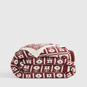 Organic Cotton Jacquard Floral Coverlet - Burgundy, Full/Queen