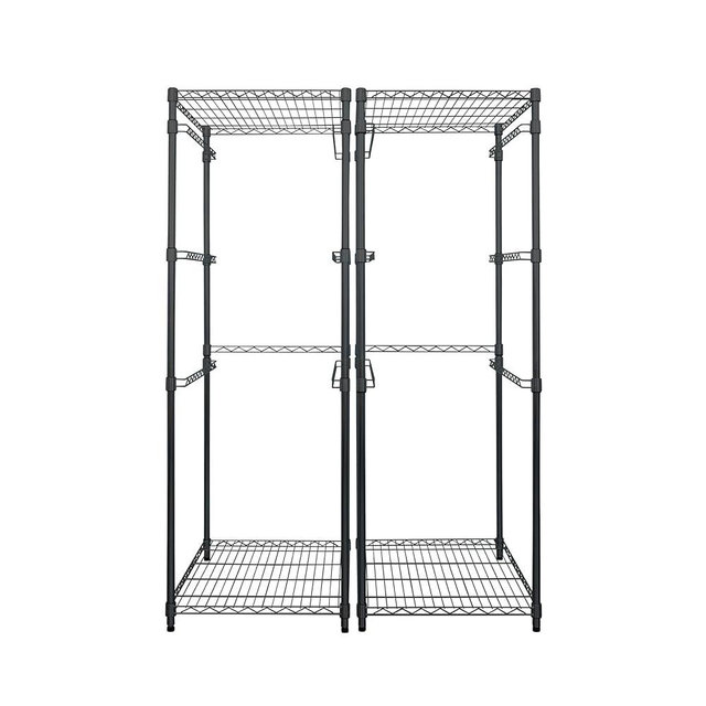 MonsterRAX 5-Tier Heavy Duty Garage Slide Bin Storage Rack for 27-Gallon Totes. Industrial metal organization, 250lb capacity, NSF Certified. (2-Pack) (Bins not included) (Black)