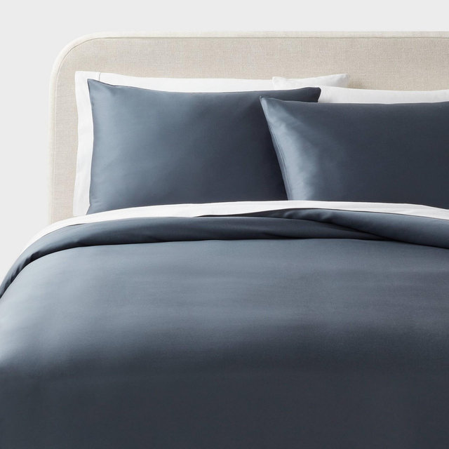 King TENCEL™ Duvet Cover and Sham Set Slate Blue - Threshold™: OEKO-TEX Certified, 320 Thread Count, Cooling Fabric, Zipper Closure