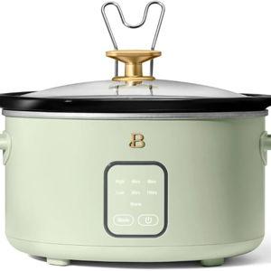 Beautiful 4-Quart Slow Cooker with Touch-Activated Display, Programmable Digital Controls, Removable Non-Stick Pot, Keep Warm Function, by Drew Barrymore (Sage Green)