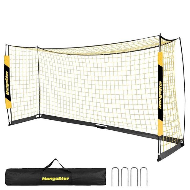 MangoStar Soccer Goal, 12X6 FT Soccer Goals for Backyard Portable Net Collapsible Metal Base, Quick Setup Soccer Net for Indoor Outdoor Practice Training with Carry Bag