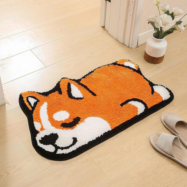 Corgi Bath Mat, Cute Cartoon Dog Floor Mat, Ultra Soft & Non-Slip Door Mat, Absorbent Microfiber Bath Rugs, Machine Washable Bath Rug Carpet for Toilet Bathtub Kitchen 20 x 32 Inch (Orange)