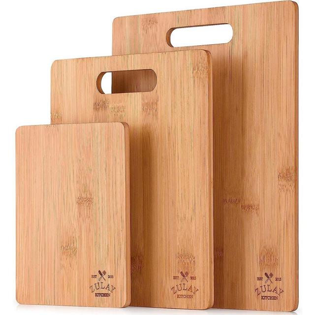Zulay Kitchen Bamboo Wooden Cutting Boards - Premium 3-Piece Set