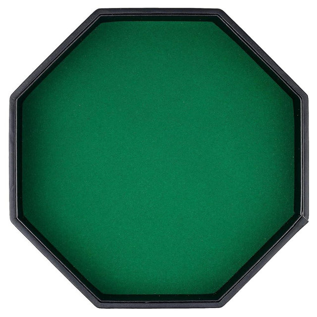 RERIVER Dice Rolling Tray, Green Felt Lined PU Leather Octagon Dice Tray for Dungeon Crawler Games