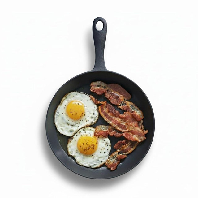 Flambo 8 Inch Smooth Cast Iron Skillet - Naturally Non-Stick, Pre-Seasoned Frying Pan, Smooth Finish for Grilling, Frying, Sauteing, Searing, Baking - Use on Oven, Stove, Grill, or Campfire