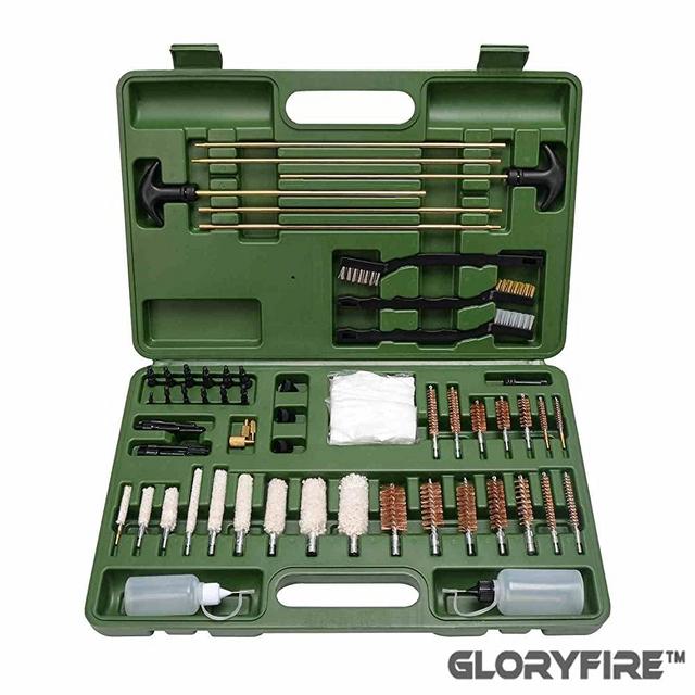 GLORYFIRE Universal Gun Cleaning Kit Hunting Rifle Handgun Shot Gun Cleaning Kit for All Guns with Case Travel Size Portable Metal Brushes