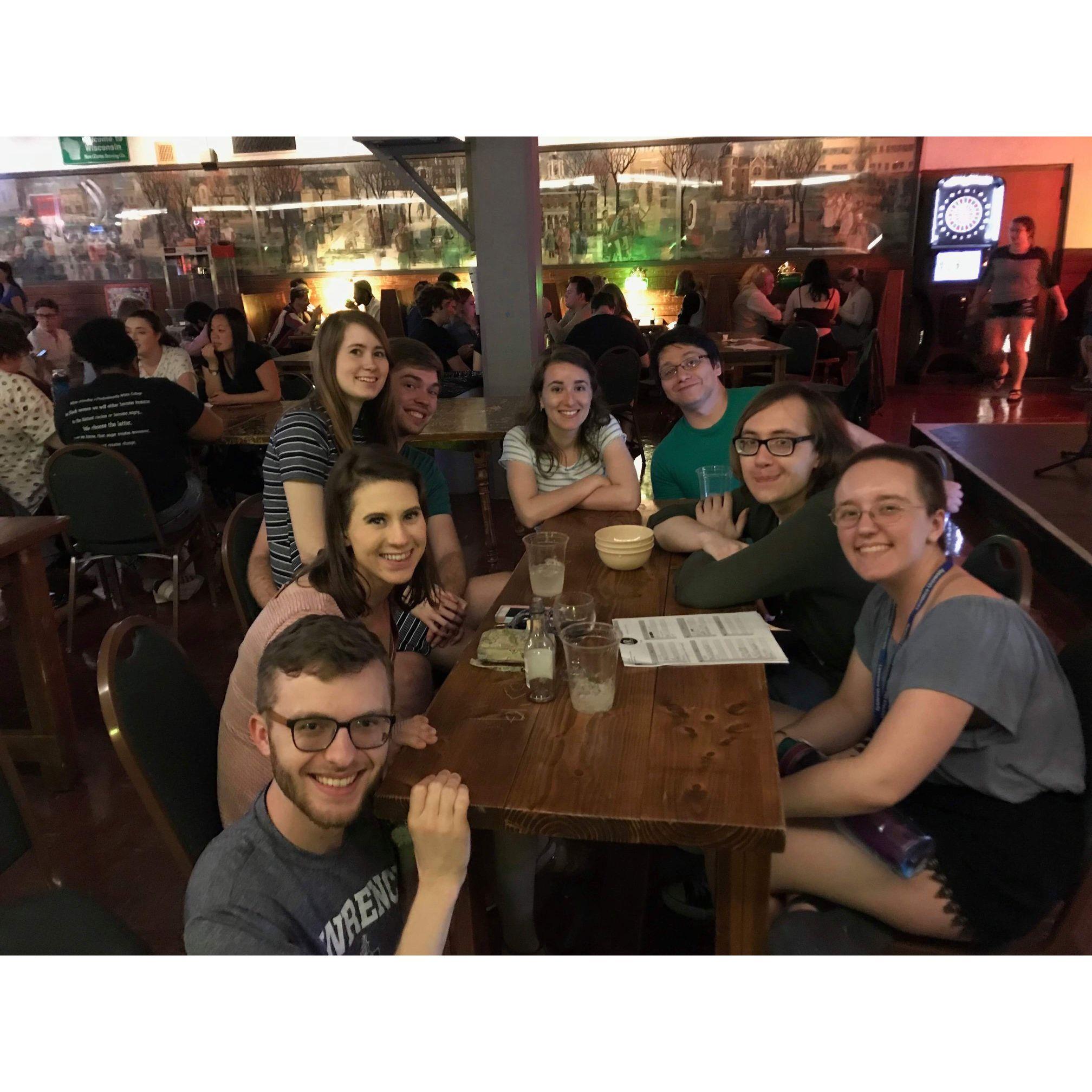 Kohler Kubs at Lawrence's on-campus bar, The Viking Room. 2018/2019.