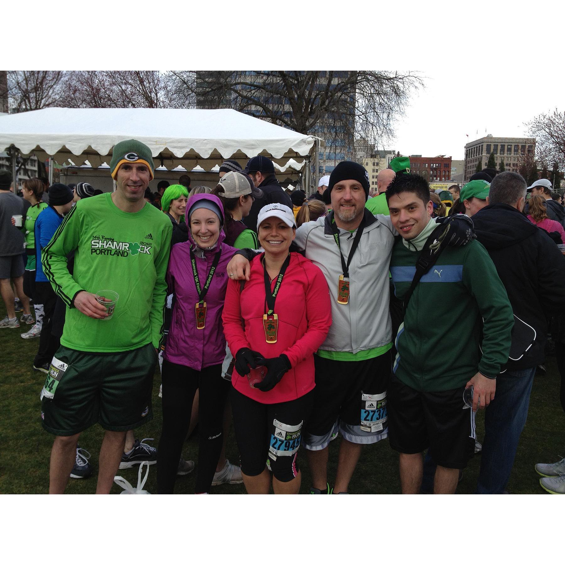 Our first Shamrock Run together back in 2012. Fun group to run with and hang out after.