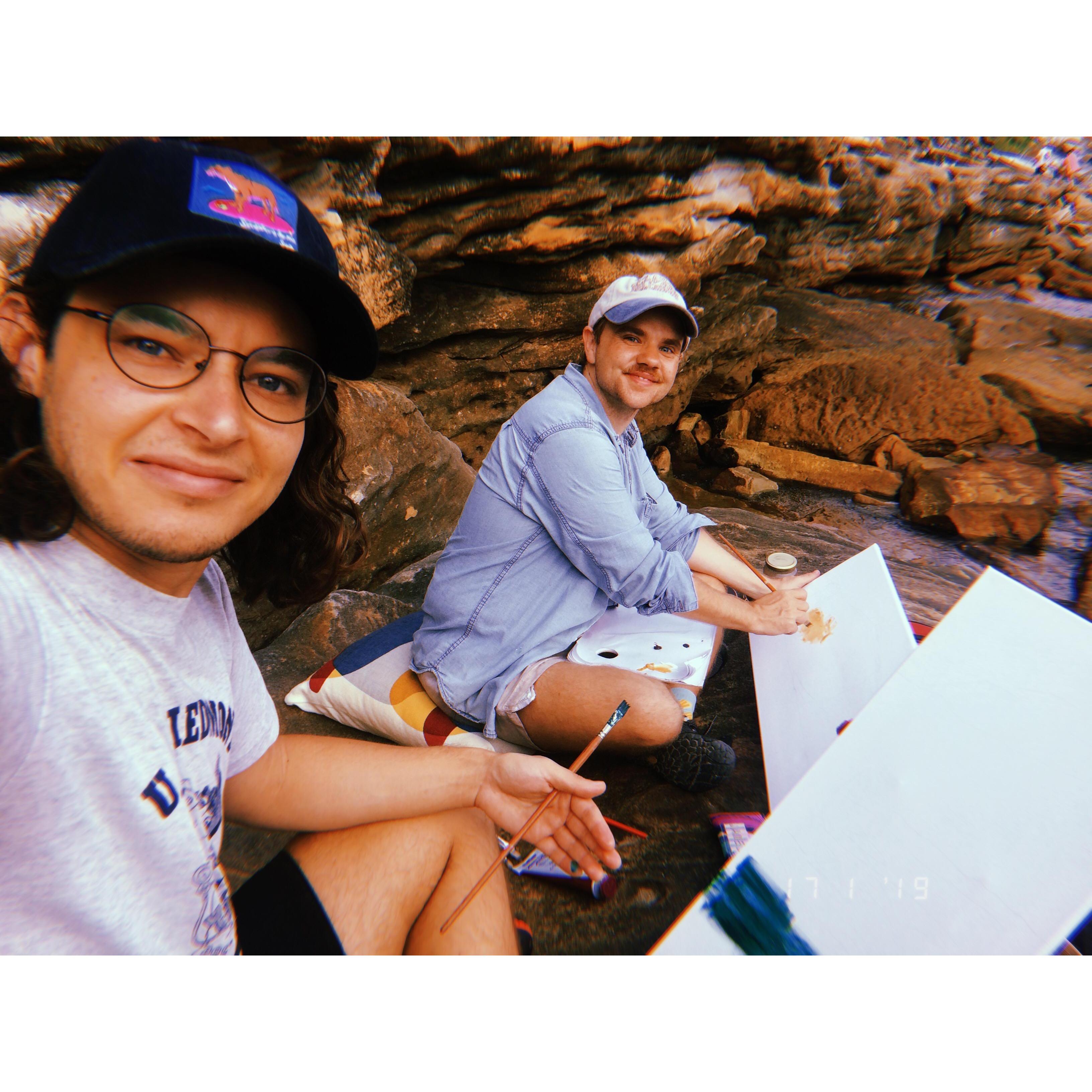 On an oil painting date at Gordon's Bay, just north of Coogee.