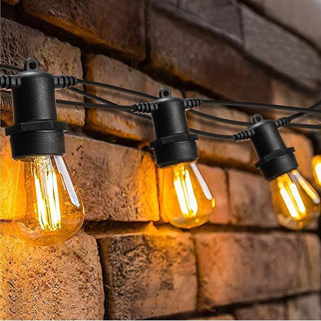 LED Outdoor String Lights with 40 Shatterproof Plastic Bulbs, OxyLED 128 Ft Hanging String Lights Waterproof, Bulb String Lights for Bedroom Patio Garden Yard Wedding Party Christmas, Warm White