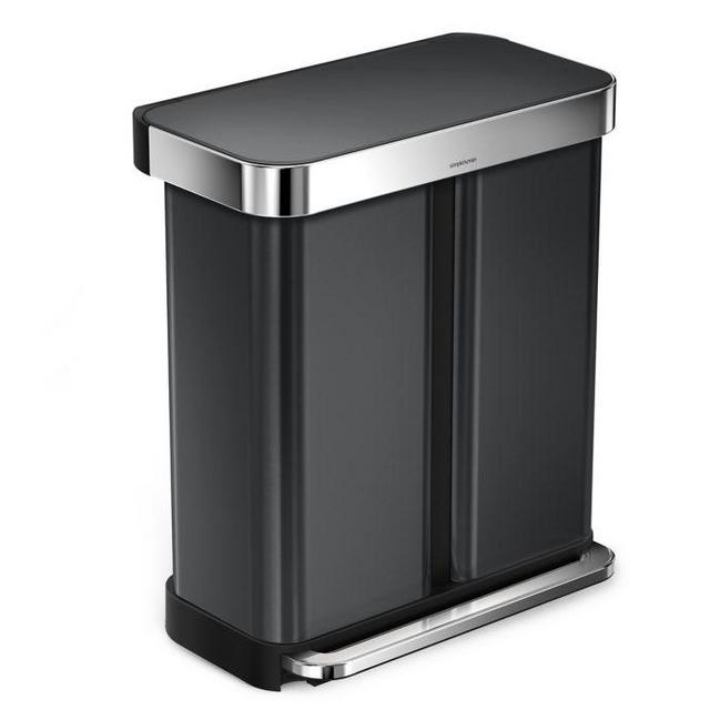 simplehuman® Dual Compartment Rectangular 58-Liter Step Trash...