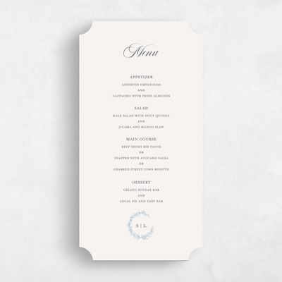 Beige Ticket Wedding Menu - Goundry