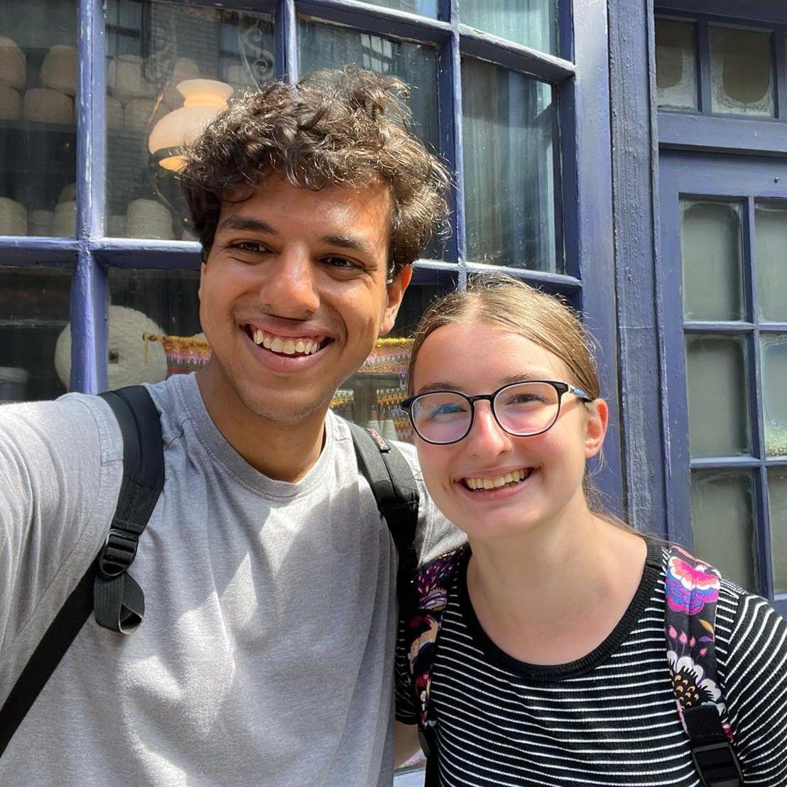 Diagon Alley had magic knitting needles...so we took a picture with them!