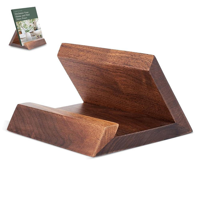 Firewire Walnut Book Stand: Luxury Wooden Book Stand for Desk or Office – Perfect Book Holder Stand for Your Living Room, Kitchen, or Coffee Table - Modern Design, Small