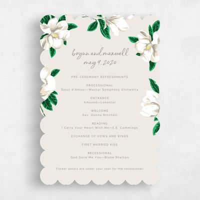White Scalloped Wedding Program - Morningside