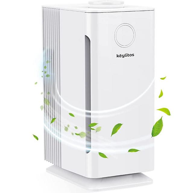 Keylitos HEPA Filter Air Purifier for Home Office Large Room up to 560ft², H13 HEPA CADR Quiet Air Filter Cleaner for Odor Eliminator, Eliminates Germs, Filters Allergies, Pollen, Smoke, Dust Pet Dander, Mold Odors (White)