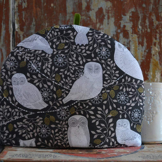 White Owls and Shimmering Stars in the Night - Organic Cotton
