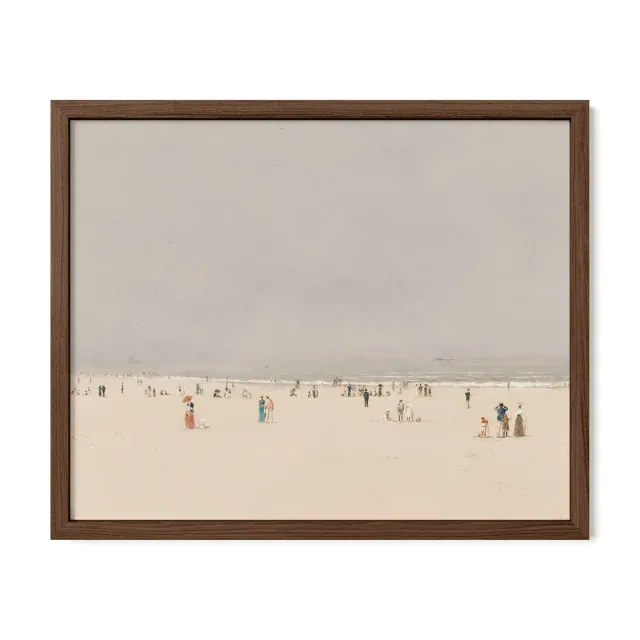 Framed Vintage Beach Wall Art, Walnut 16x20
