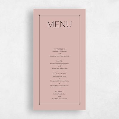 Dusty Rose, Pink Wedding Menu - Colbie