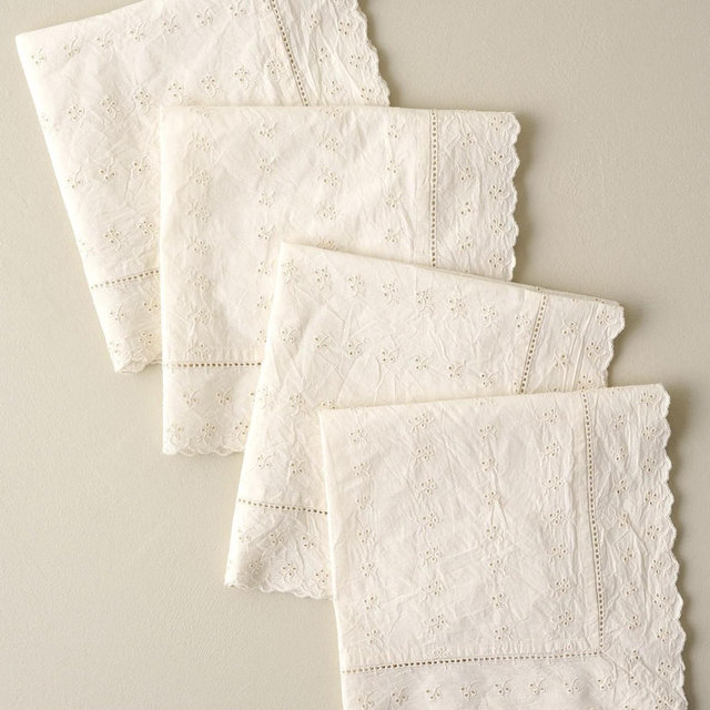 Antique White Eyelet Napkin Set of Four