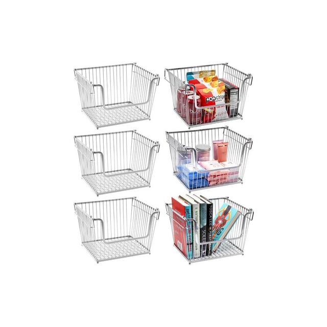 Sorbus 6 Pack Stackable Metal Storage Basket Set - Organizers for Home, Kitchen Pantry, Bathroom, Laundry and more