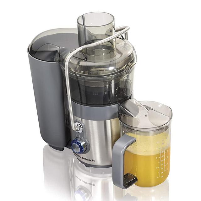 Hamilton Beach Premium Juicer Machine, Big Mouth 3" Feed Chute, Centrifugal, Easy Clean, 2-Speeds, BPA Free 40 oz Pitcher, 850W, Silver (67850)