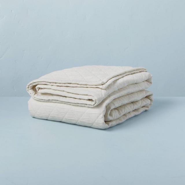 Full/Queen Diamond Stripe Matelassé Quilt Twilight Taupe - Hearth & Hand™ with Magnolia