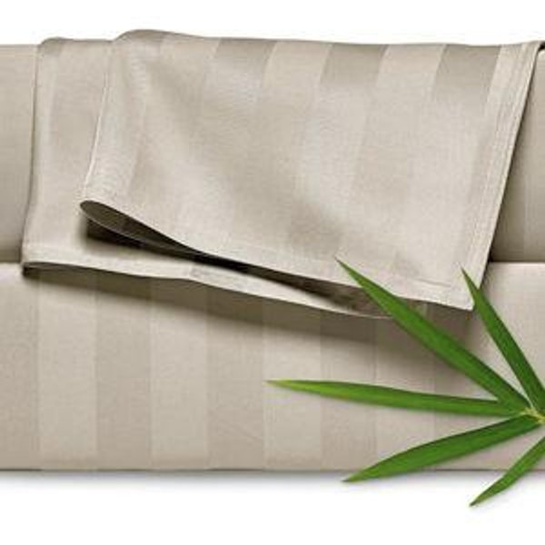 Pure Bamboo King Sheets, Genuine 100% Organic Viscose Derived from Bamboo Bed Sheet Set, Luxuriously Soft & Cooling, Double Stitching, 2 Year Quality Promise (King, Jacquard Sand)