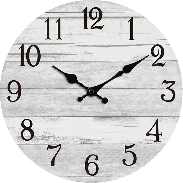 KECYET Wall Clock Battery Operated 18 Inch Large Gray Silent Non Ticking Country Rustic Design Vintage Retro Decorative for Bathroom Kitchen Bedroom
