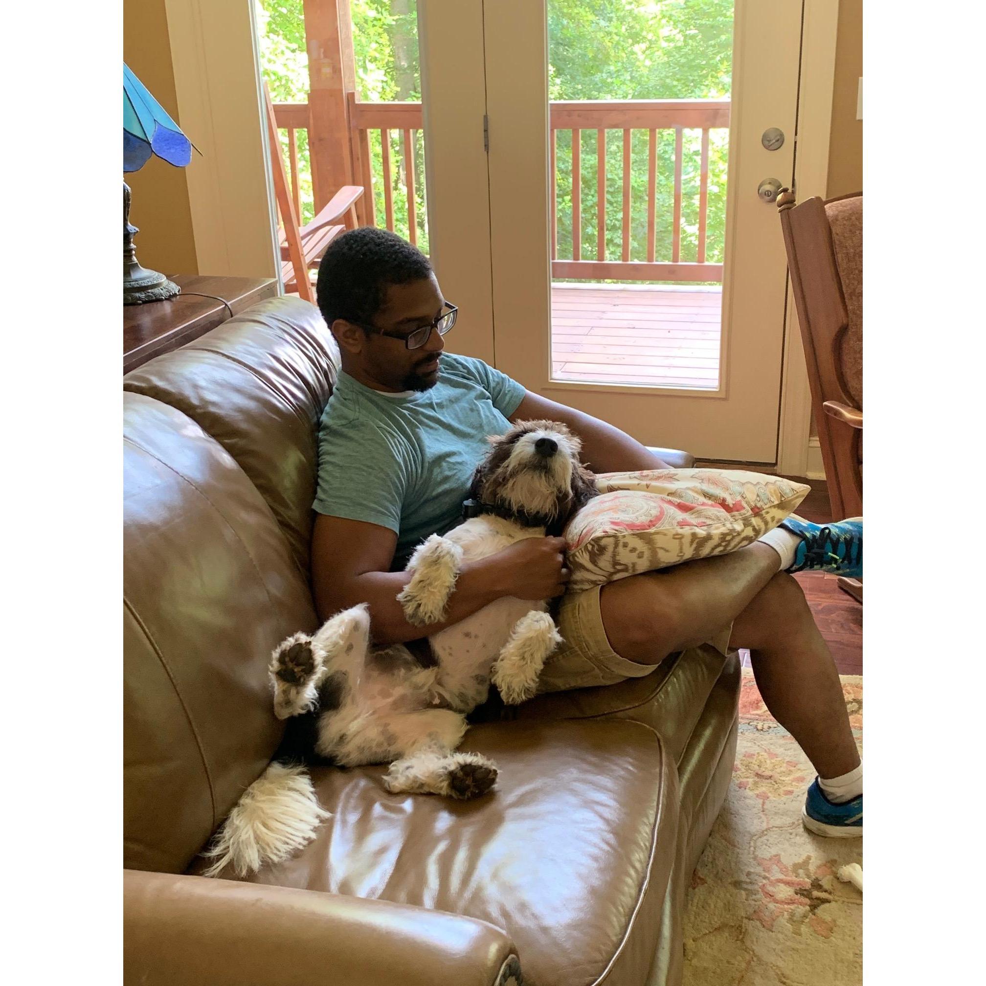 Parker loving on Toby