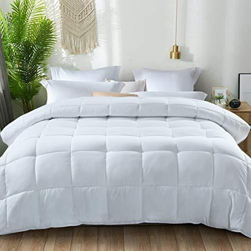 CottonHouse King Size(90x102) All Season Comforter Breathable Hypoallergenic Reversible Quilted White Duvet Insert Down Alternative Fill with Corner tabs,Machine Washable