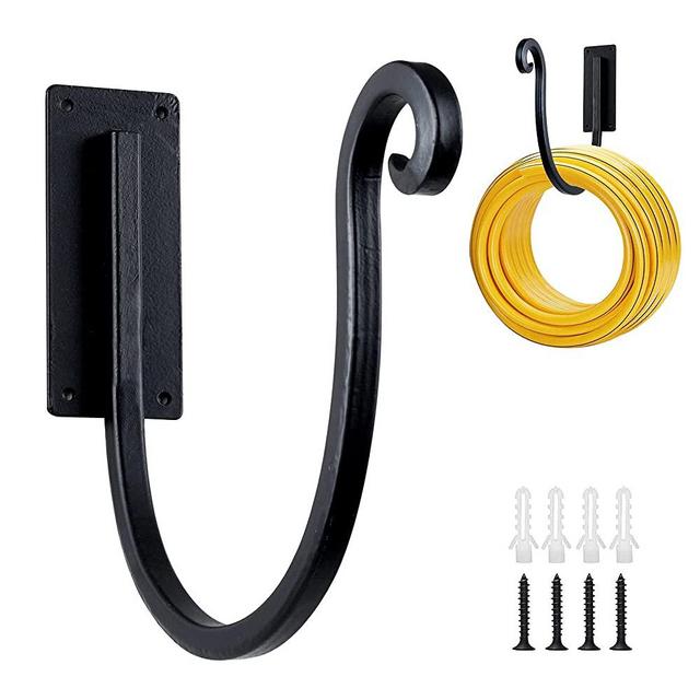 Hose Holders Wall Mount （Metal/8-Inch） Heavy-Duty Garden Hose Hangers Outdoor, Hand-Forged Hose Racks Mount, 2PCs