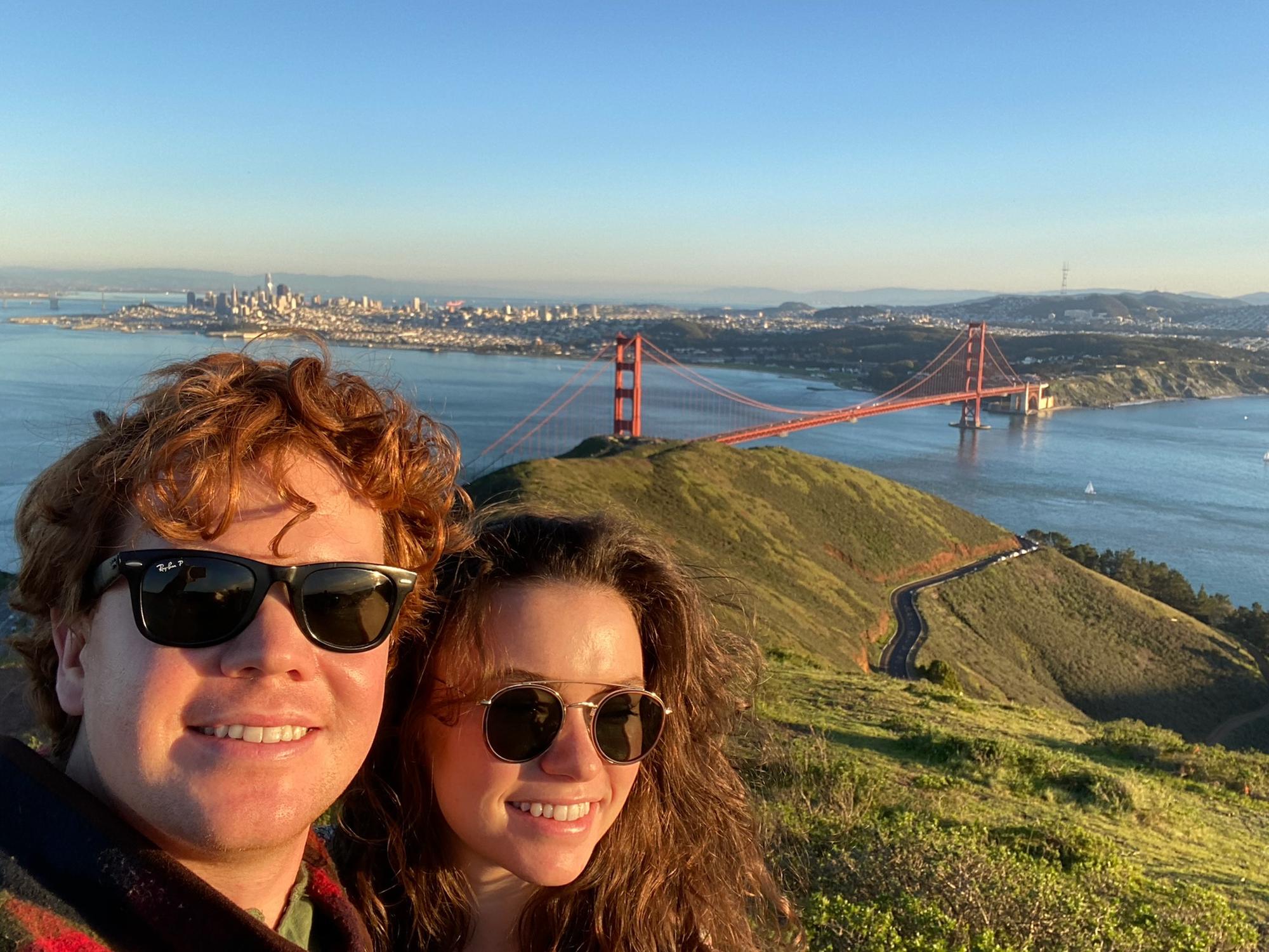 January 22, 2022: Stopping by Slackers Hill for a view of the city and the Golden Gate Bridge at sunset after a day in Sonoma. -Sausalito, CA