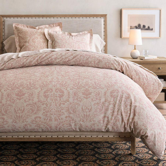 Stella Damask Duvet, Rosewood, Full/Queen