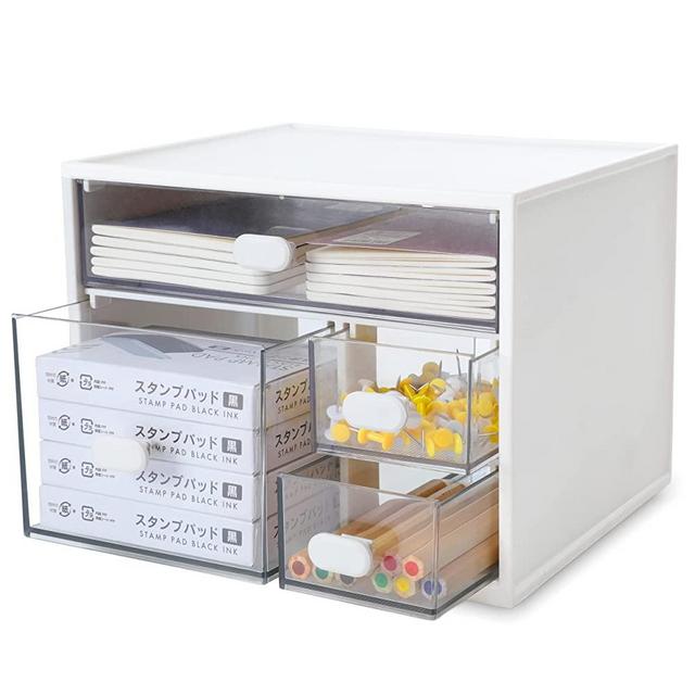 Citylife Desk Organizer with 4 Drawers Plastic Storage Drawers for Office Accessories, Desktop, Makeup, Bathroom Storage