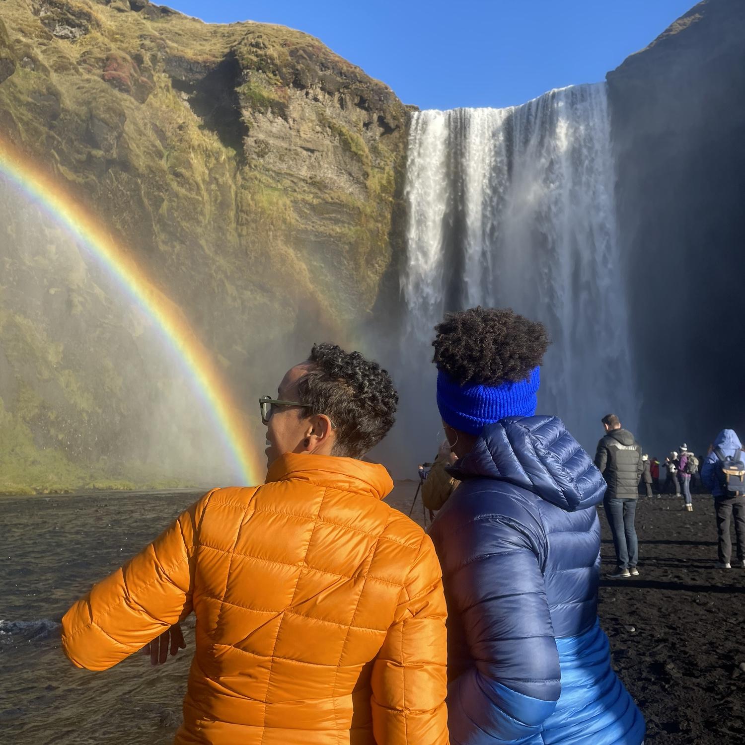Just moment after Sherena said "yes!". Skogafoss waterfall was the perfect place to pop the question.
