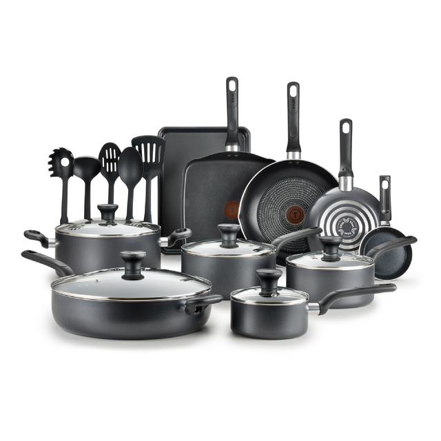 T-fal Easy Care Nonstick Cookware, 20 pieces Set, Grey