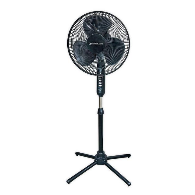 Comfort Zone® CZST161BTEBK 17.25-Inch 3-Speed Oscillating Pedestal Fan in Black