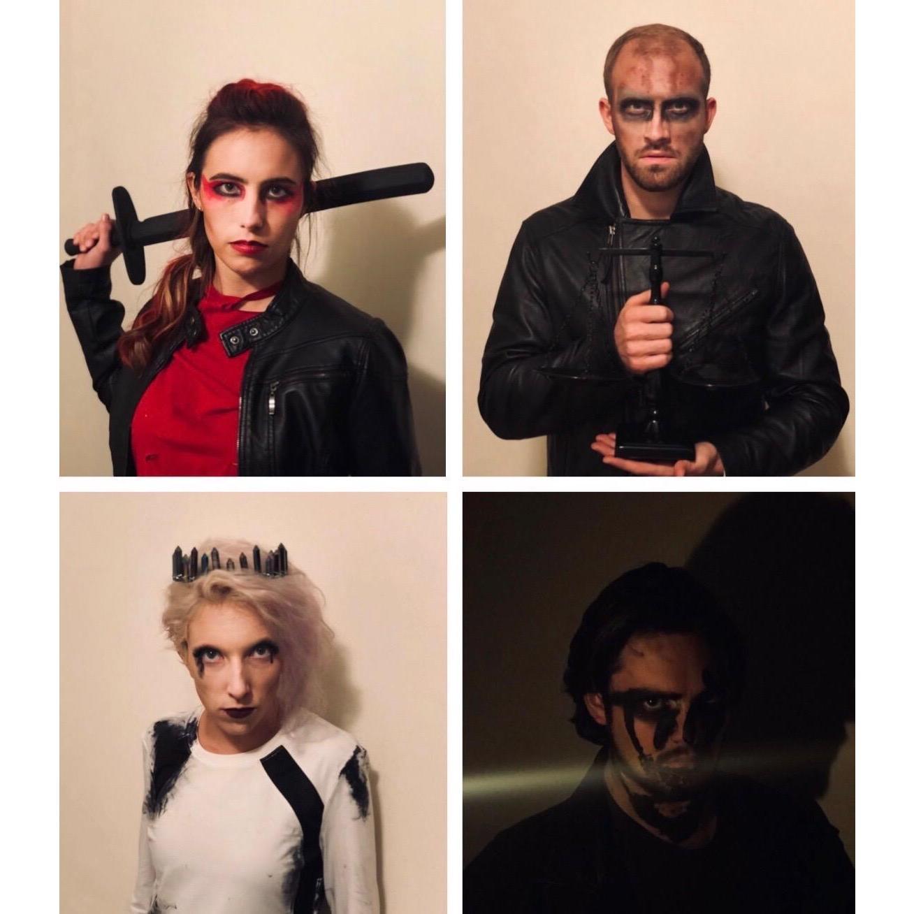 This was Halloween of 2019. We were the four horsemen of the apocalypse with our friends Tommy and Sarah. We invited the circus to our Halloween party in Kentucky.