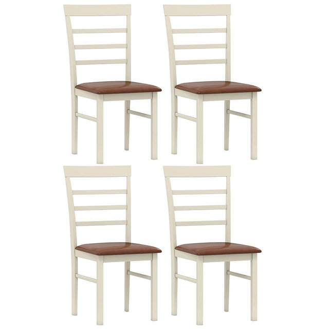 GOFLAME Wood Dining Chairs Set of 4, Farmhouse Kitchen Chairs with PU Leather Cushion, Slatted Backrest, Rubber Wood Frame, Upholstered Armless Side Chairs for Dining Room, Restaurant