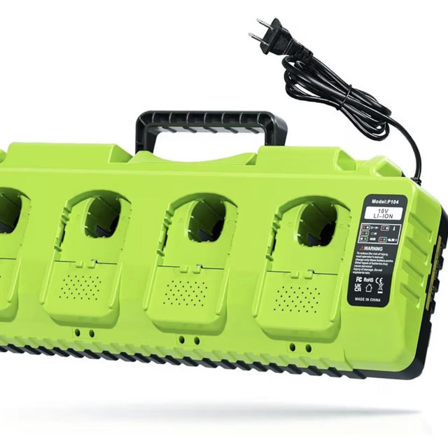 Replace Ryobi 18V Battery Charger,4-Port Fast Multi-Battery Charging Station with Dual USB, Fits Ryobi 12V-18V One+ Batteries P102 P103 P105 P107 P108 P109 P189 P197 PBP002 PBP005